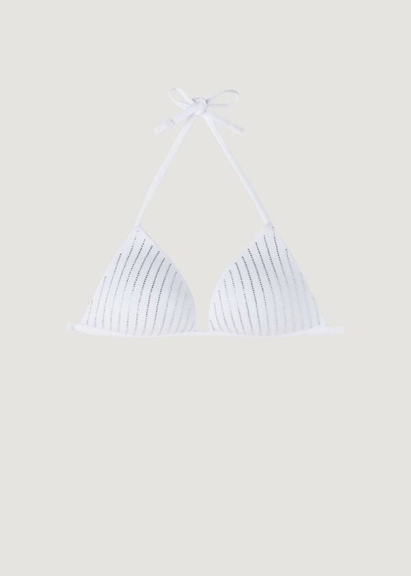 Calzedonia Graduated Padded Triangle Shanghai Women's Bikini Tops White | CA 2442FM