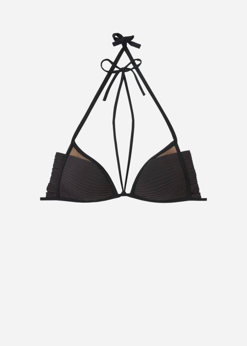 Calzedonia Graduated Padded Triangle Tokyo Women's Bikini Tops Black | CA 2440HK