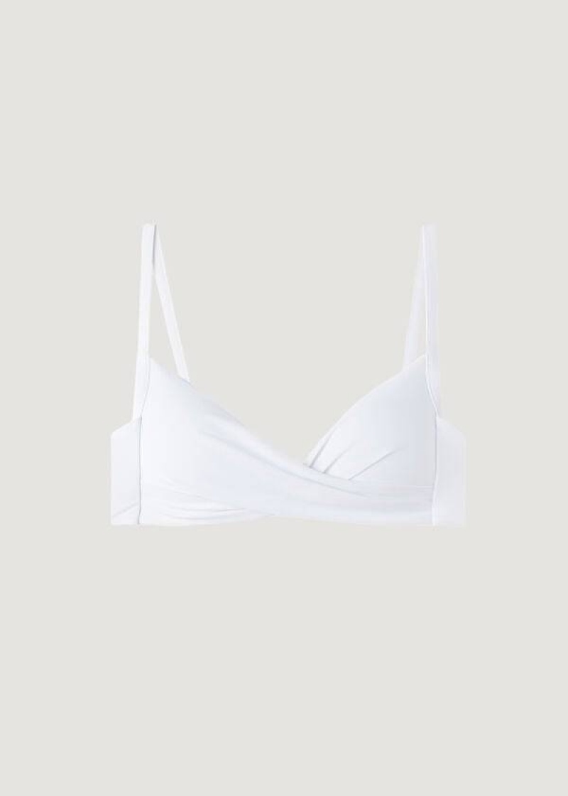 Calzedonia Graduated Soft Crisscross Padded Triangle Indonesia Women's Bikini Tops White | CA 2434CE