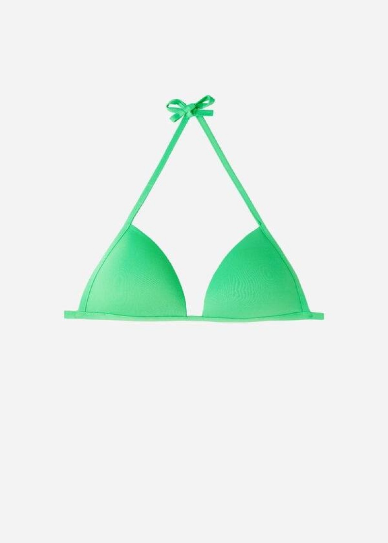 Calzedonia Graduated Soft Padded Triangle Indonesia Women's Bikini Tops Green | CA 2430MA