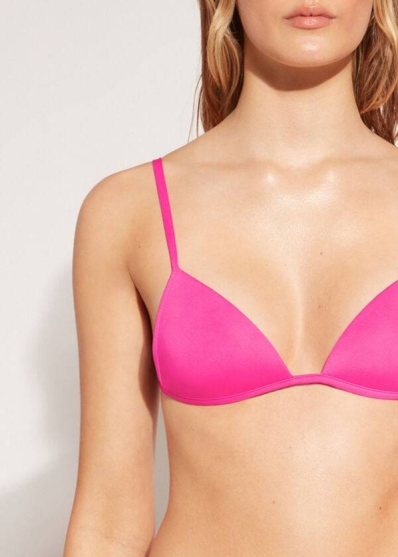 Calzedonia Graduated Soft Padded Triangle Indonesia Women's Bikini Tops Pink | CA 2429QZ