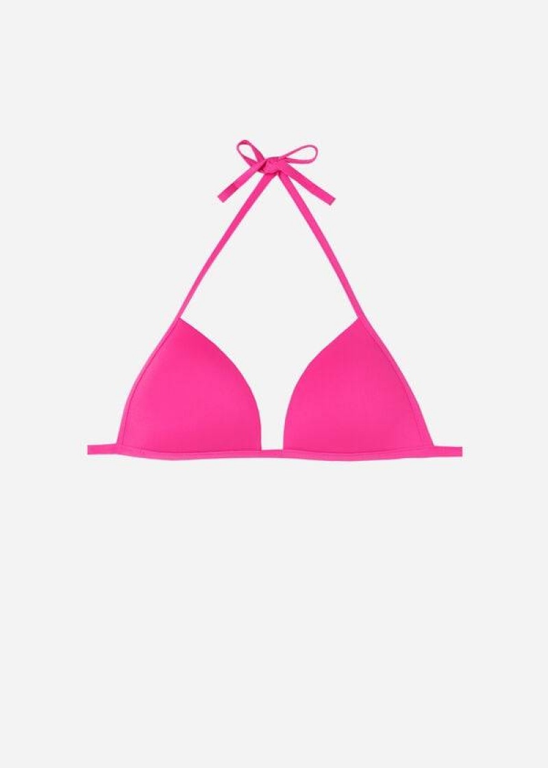 Calzedonia Graduated Soft Padded Triangle Indonesia Women's Bikini Tops Pink | CA 2429QZ