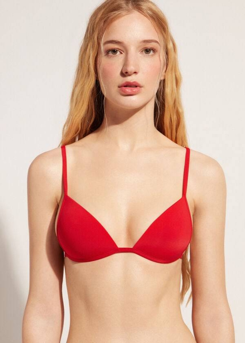 Calzedonia Graduated Soft Padded Triangle Indonesia Women's Bikini Tops Red | CA 2426RW