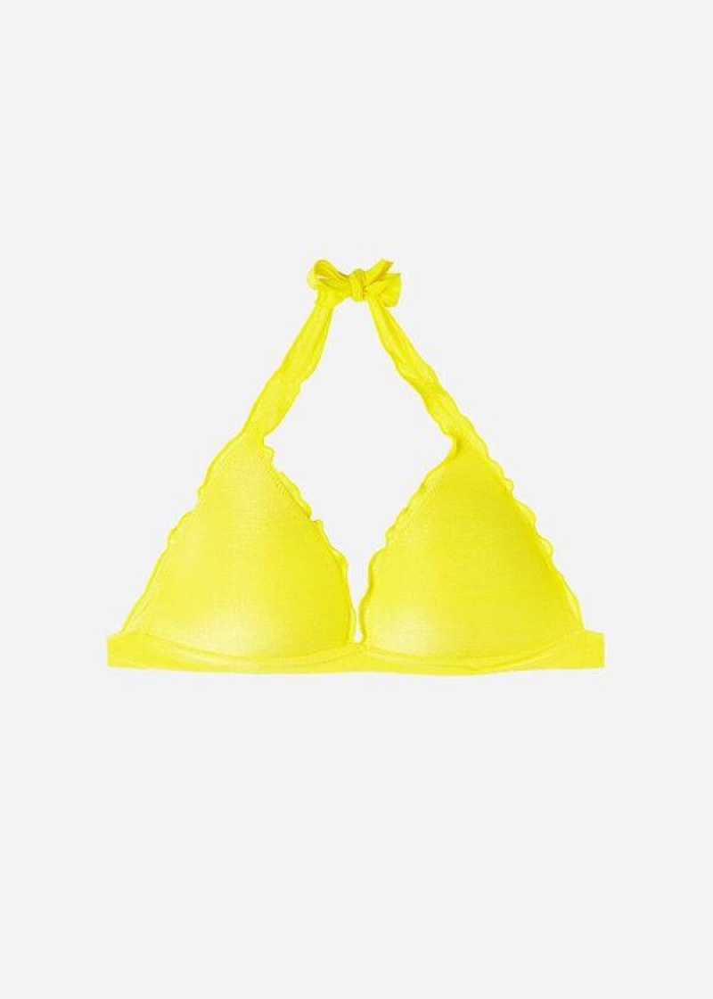 Calzedonia Graduated Triangle Formentera Women's Bikini Tops Yellow | CA 2424YU