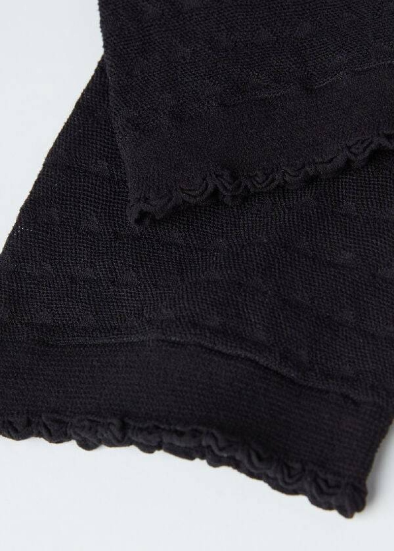 Calzedonia Heart Motif Mesh Short Women's Socks Black | CA 1748OR