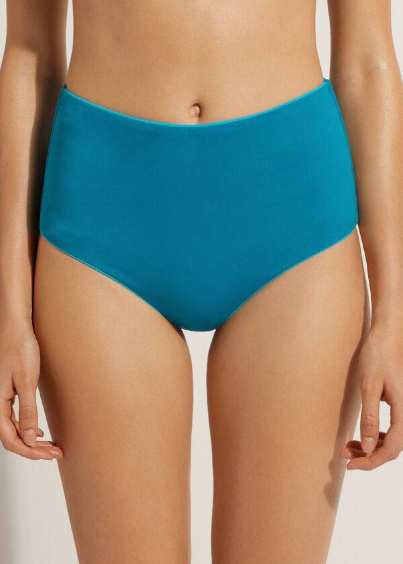 Calzedonia High-Rise Shaping Indonesia Women's Bikini Bottoms Turquoise Green | CA 2739GL