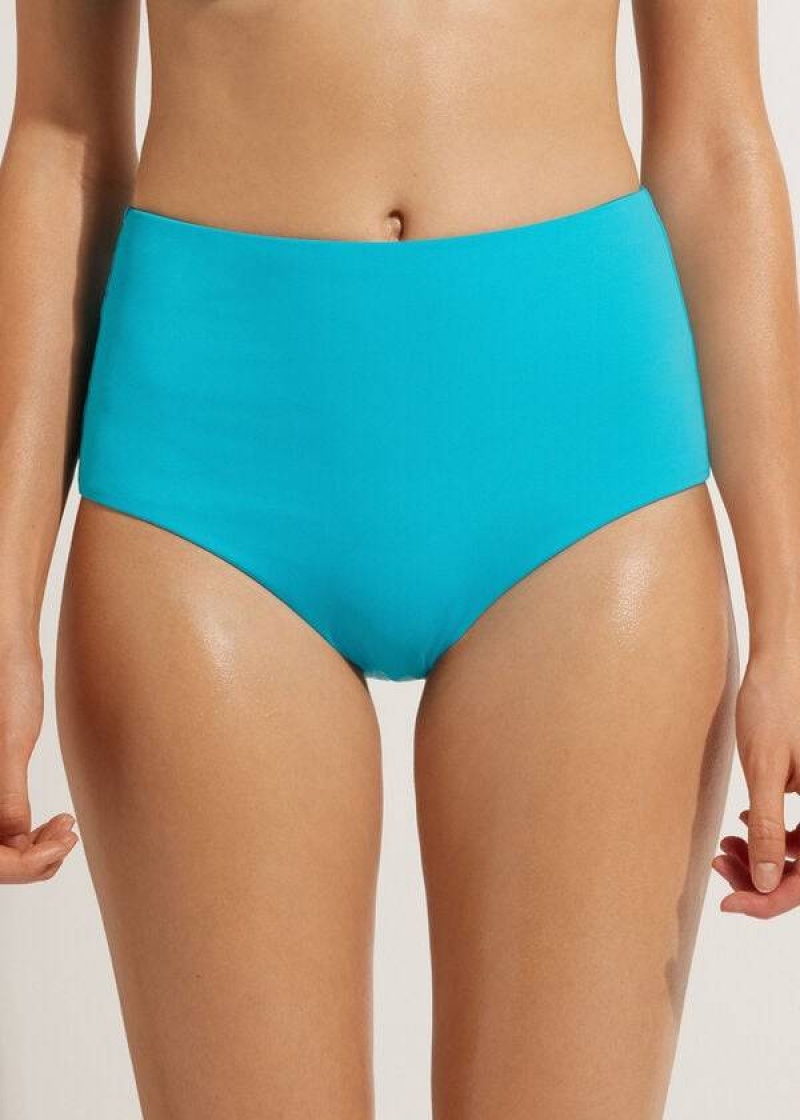 Calzedonia High-Rise Shaping Indonesia Women\'s Bikini Bottoms Turquoise Green | CA 2739GL