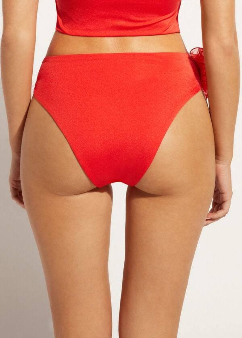 Calzedonia High-Waist Bora Bora Women's Bikini Bottoms Red | CA 2738HK