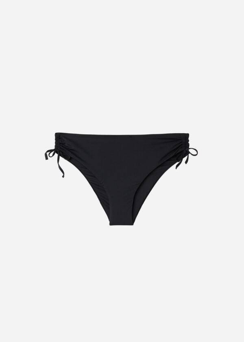 Calzedonia High-Waist Drawstring Indonesia Women's Bikini Bottoms Black | CA 2736KI