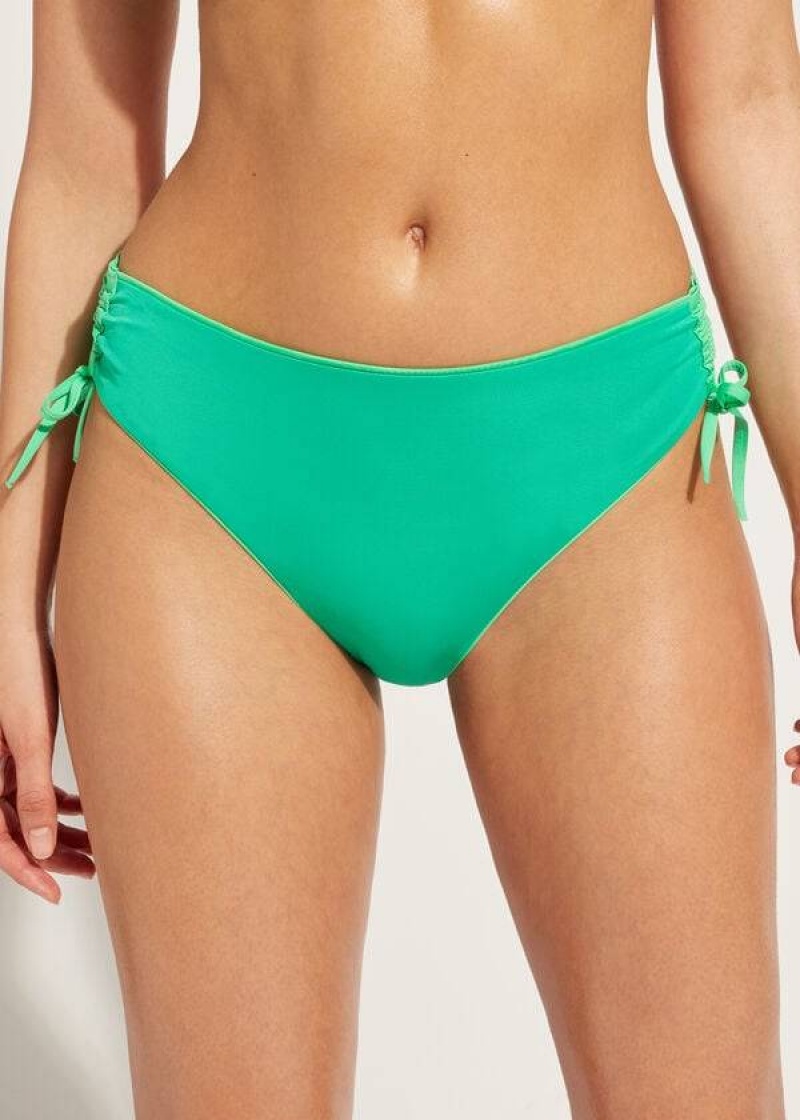 Calzedonia High-Waist Drawstring Indonesia Women's Bikini Bottoms Green | CA 2735LH