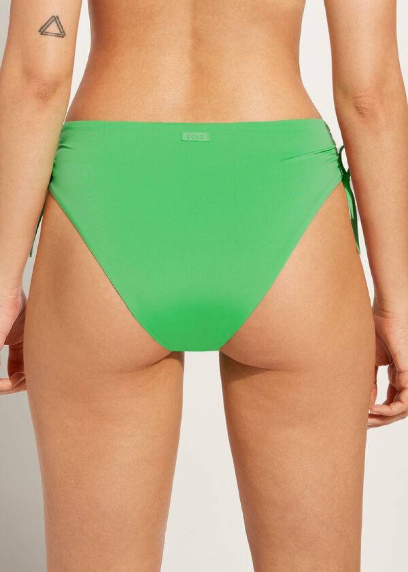 Calzedonia High-Waist Drawstring Indonesia Women's Bikini Bottoms Green | CA 2735LH