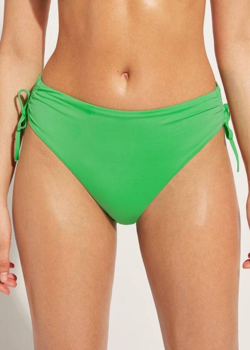 Calzedonia High-Waist Drawstring Indonesia Women\'s Bikini Bottoms Green | CA 2735LH