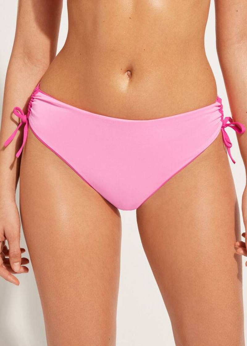 Calzedonia High-Waist Drawstring Indonesia Women's Bikini Bottoms Pink | CA 2734ZG