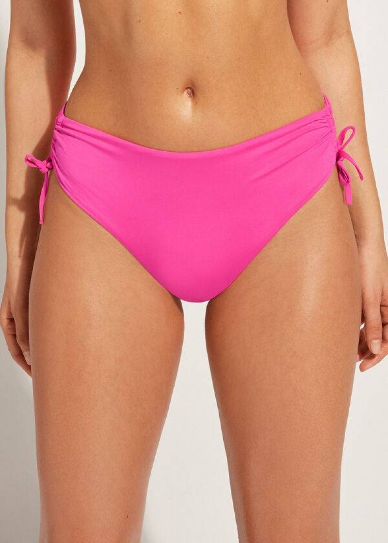 Calzedonia High-Waist Drawstring Indonesia Women\'s Bikini Bottoms Pink | CA 2734ZG