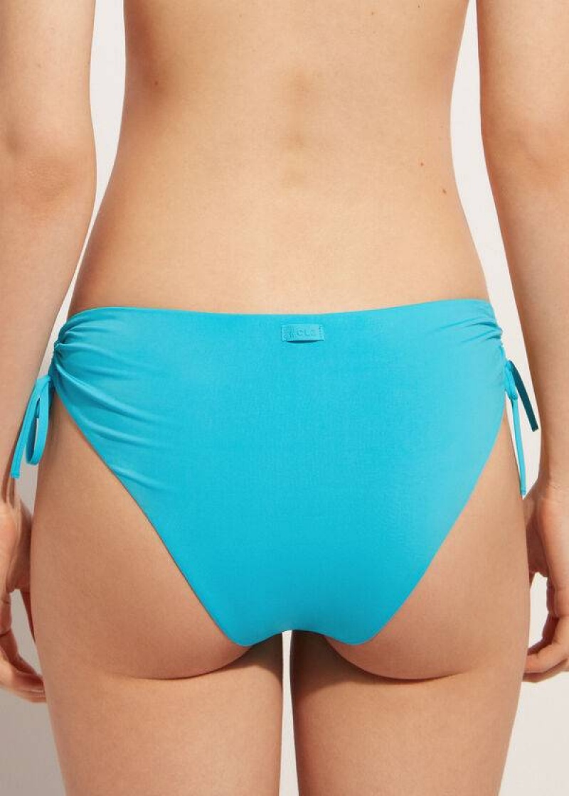 Calzedonia High-Waist Drawstring Indonesia Women's Bikini Bottoms Turquoise | CA 2733XF