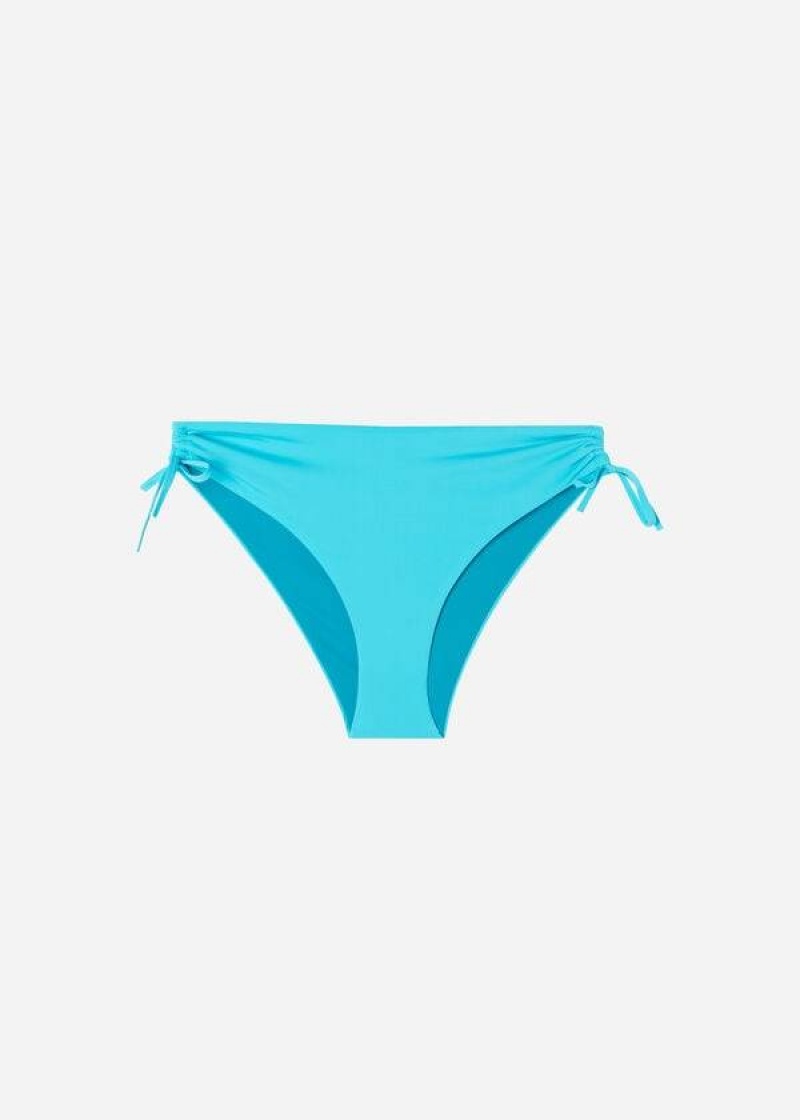 Calzedonia High-Waist Drawstring Indonesia Women's Bikini Bottoms Turquoise | CA 2733XF