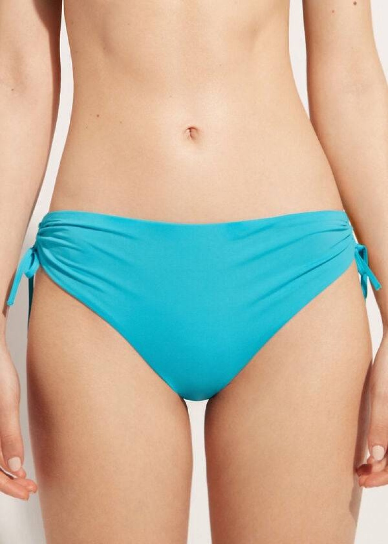 Calzedonia High-Waist Drawstring Indonesia Women\'s Bikini Bottoms Turquoise | CA 2733XF