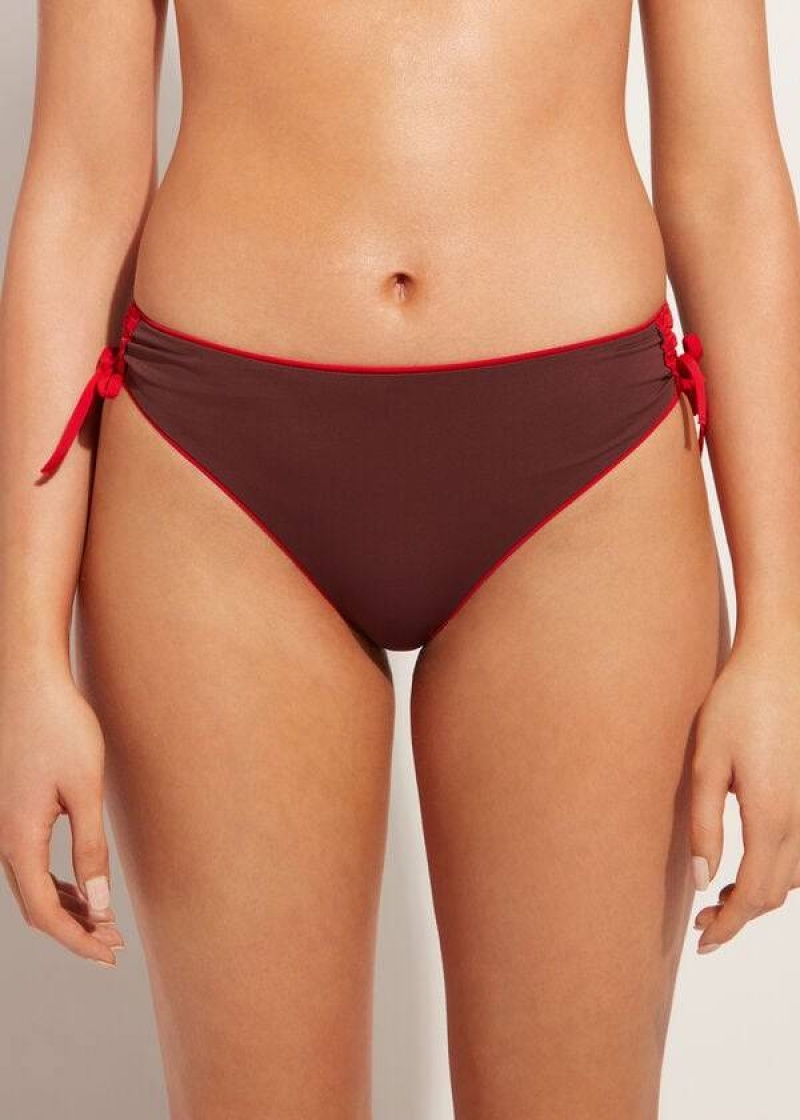 Calzedonia High-Waist Drawstring Indonesia Women's Bikini Bottoms Red | CA 2732CE