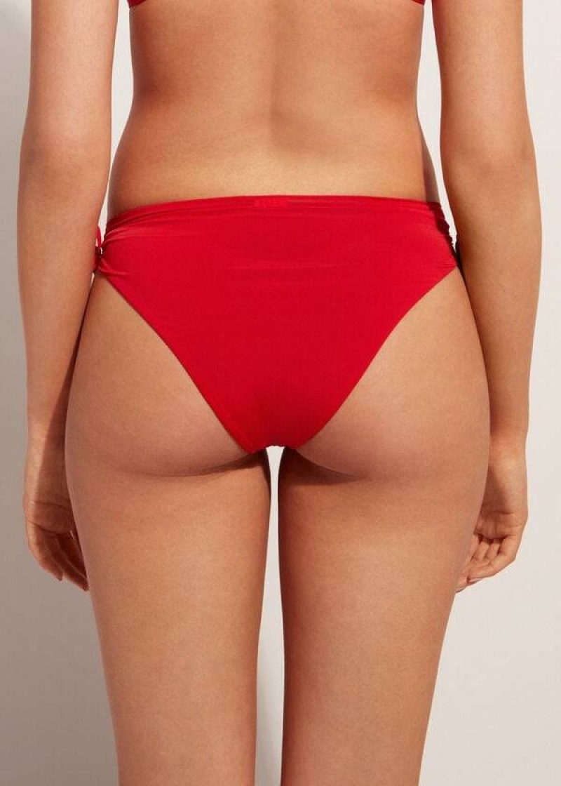 Calzedonia High-Waist Drawstring Indonesia Women's Bikini Bottoms Red | CA 2732CE