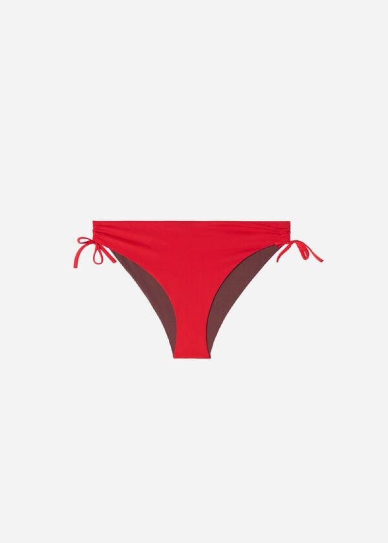 Calzedonia High-Waist Drawstring Indonesia Women's Bikini Bottoms Red | CA 2732CE