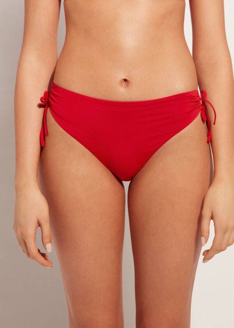 Calzedonia High-Waist Drawstring Indonesia Women\'s Bikini Bottoms Red | CA 2732CE