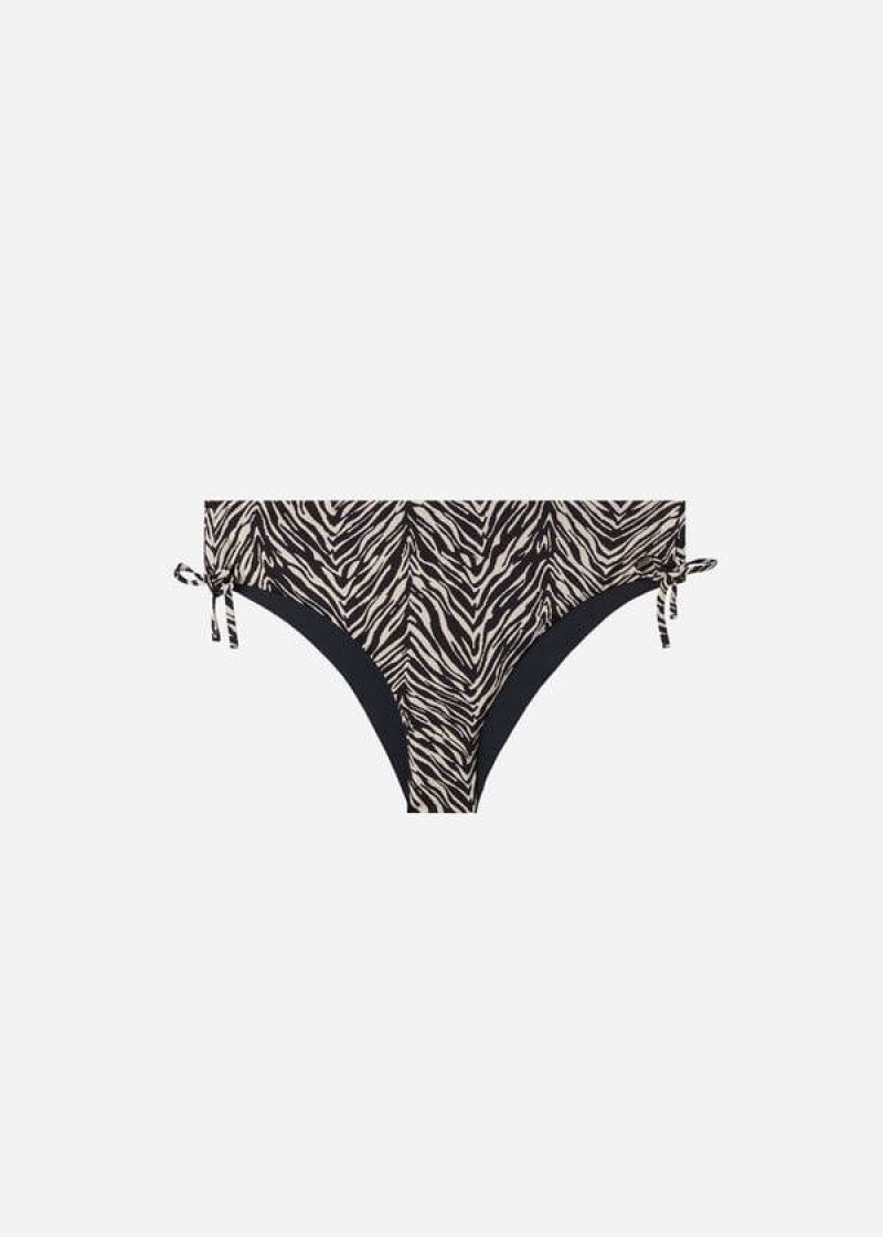 Calzedonia High-Waist Drawstring Nairobi Women's Bikini Bottoms Black | CA 2731VD