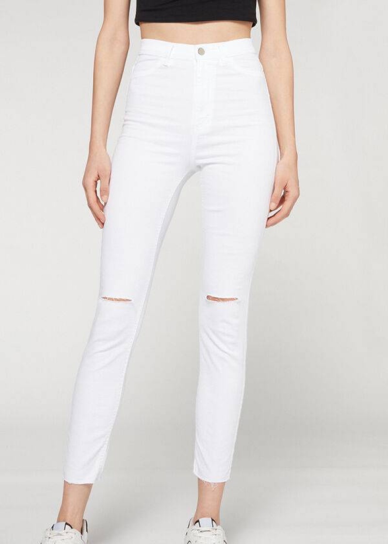 Calzedonia High-Waist Skinny Women\'s Jeans White | CA 1589YU