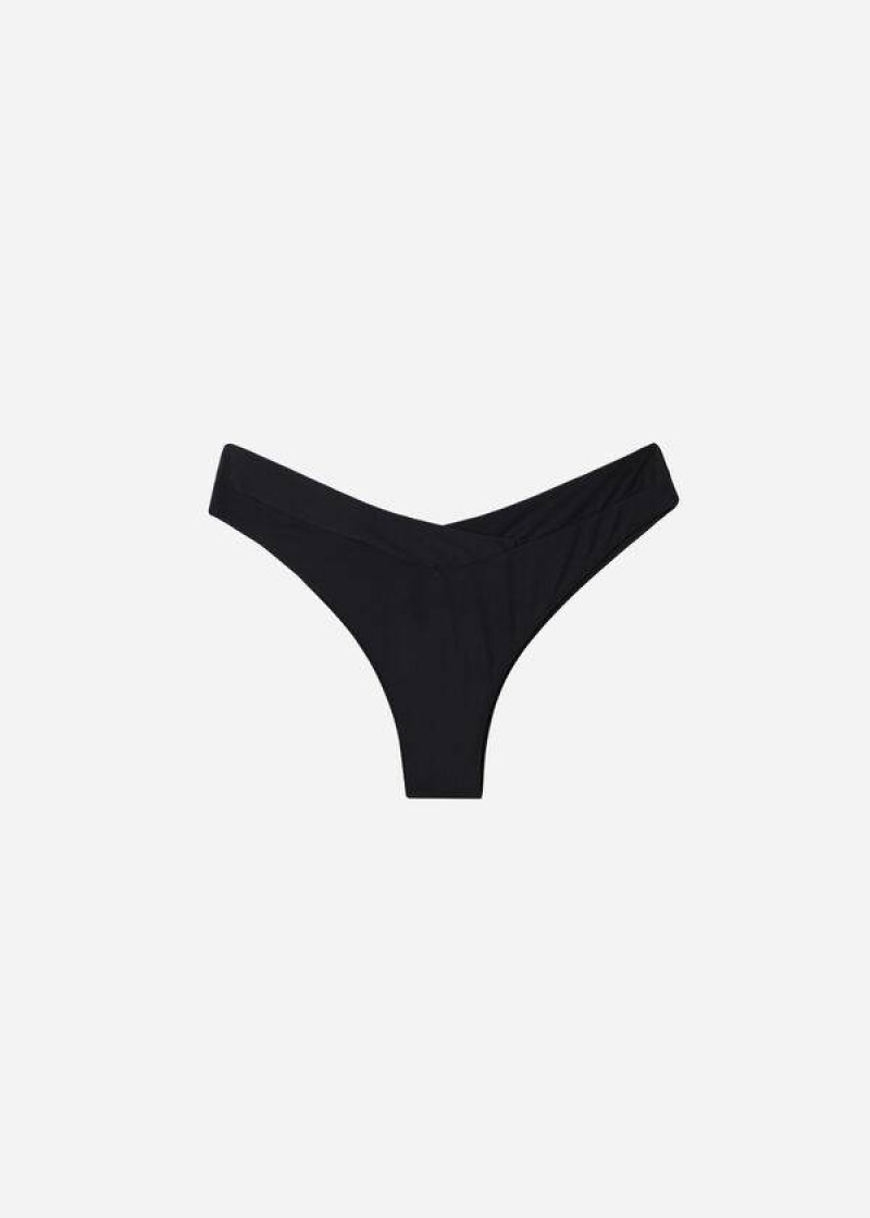 Calzedonia High-Waist V-Cut Brazilian Indonesia Women's Bikini Bottoms Black | CA 2730BC