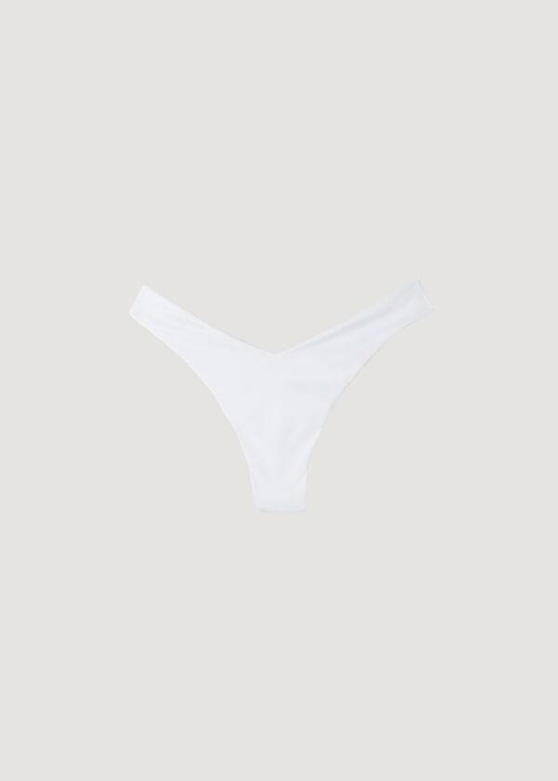 Calzedonia High Cut Brazilian Indonesia Eco Women's Bikini Bottoms White | CA 2806LH