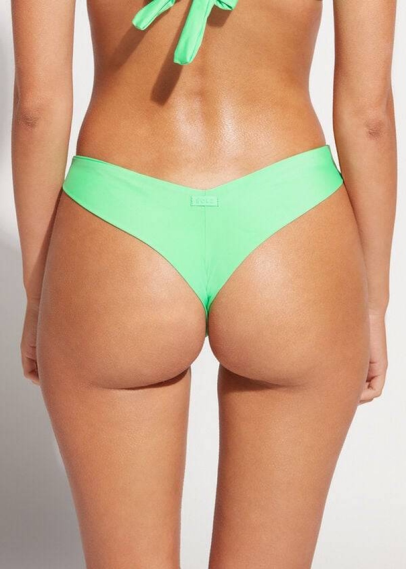 Calzedonia High Cut Brazilian Indonesia Eco Women's Bikini Bottoms Mint | CA 2804XF