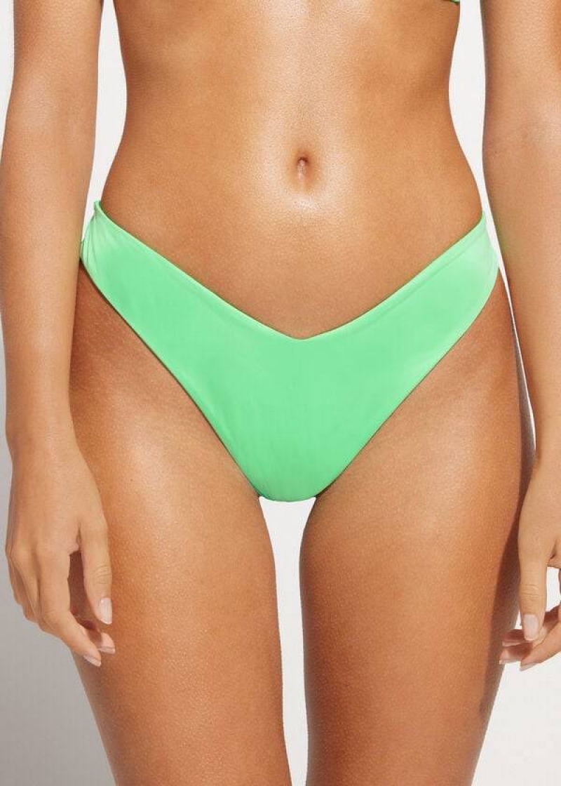 Calzedonia High Cut Brazilian Indonesia Eco Women\'s Bikini Bottoms Mint | CA 2804XF