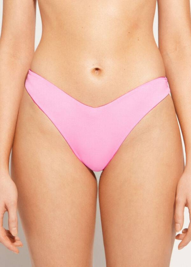 Calzedonia High Cut Brazilian Indonesia Eco Women's Bikini Bottoms Pink | CA 2802VD