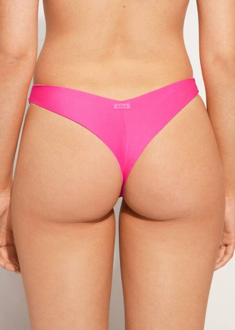 Calzedonia High Cut Brazilian Indonesia Eco Women's Bikini Bottoms Pink | CA 2802VD