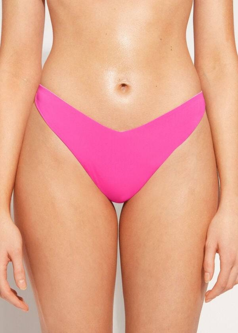 Calzedonia High Cut Brazilian Indonesia Eco Women\'s Bikini Bottoms Pink | CA 2802VD