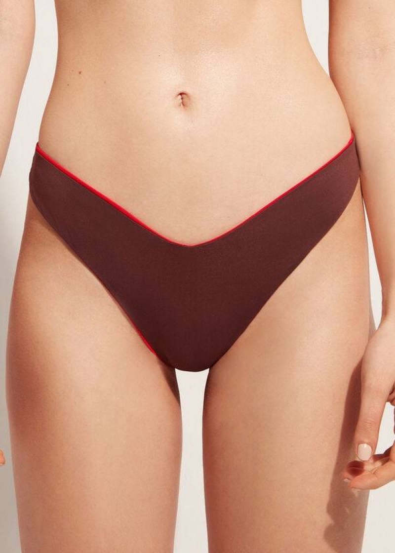 Calzedonia High Cut Brazilian Indonesia Eco Women's Bikini Bottoms Red | CA 2800NB