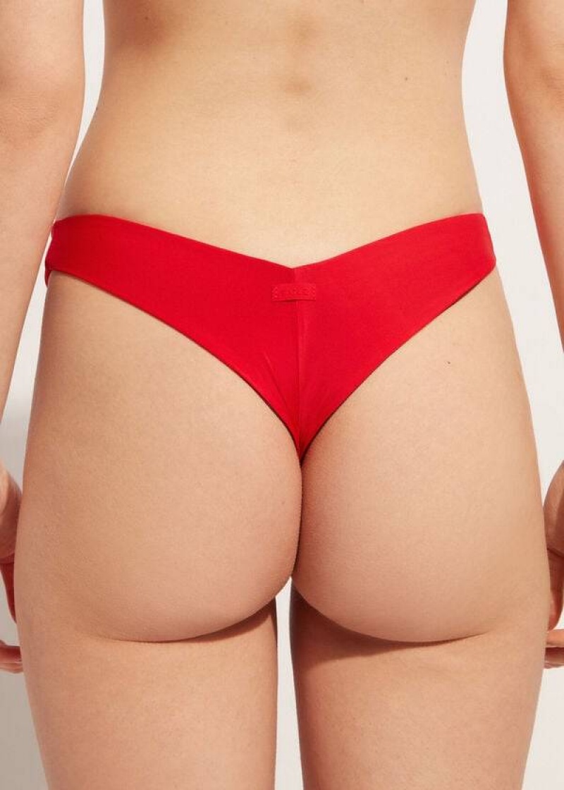 Calzedonia High Cut Brazilian Indonesia Eco Women's Bikini Bottoms Red | CA 2800NB