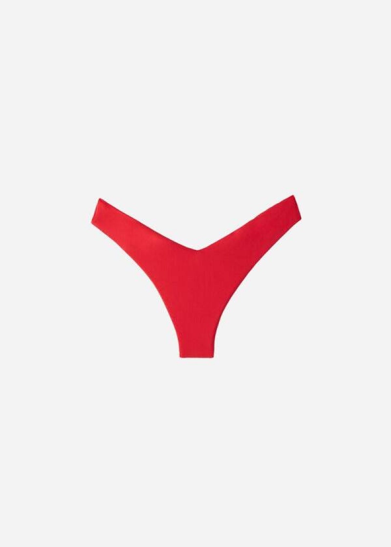 Calzedonia High Cut Brazilian Indonesia Eco Women's Bikini Bottoms Red | CA 2800NB