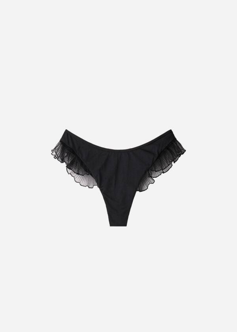 Calzedonia High Cut Brazilian Singapore Women's Bikini Bottoms Black | CA 2798QZ