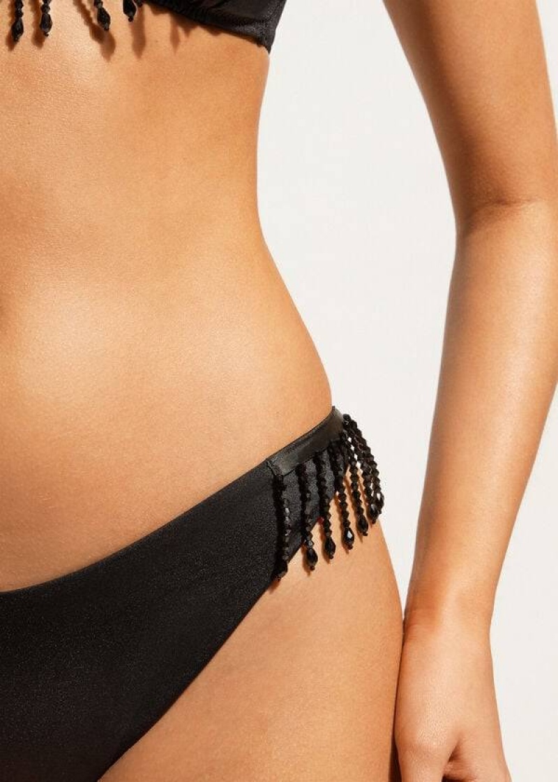 Calzedonia High Cut Brazilian Taipei Women's Bikini Bottoms Black | CA 2797WY