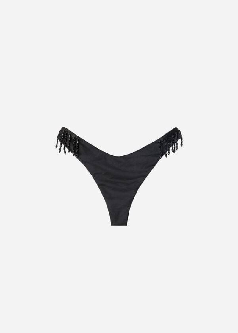 Calzedonia High Cut Brazilian Taipei Women's Bikini Bottoms Black | CA 2797WY