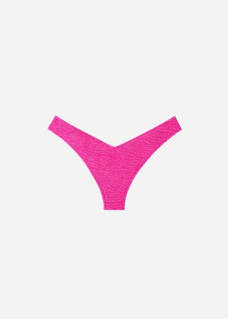 Calzedonia High Cut V-shaped Brazilian Miami Women's Bikini Bottoms Pink | CA 2792UT