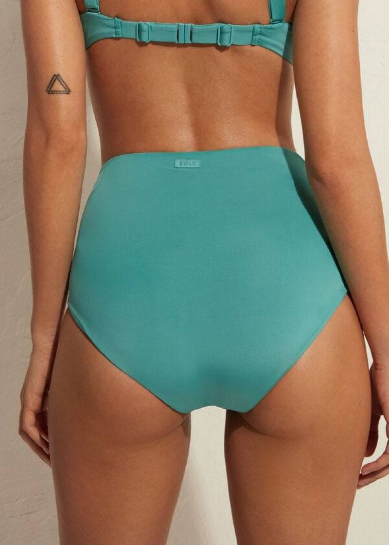 Calzedonia High Shaper Waist Indonesia Eco Women's Bikini Bottoms Turquoise | CA 2789PQ