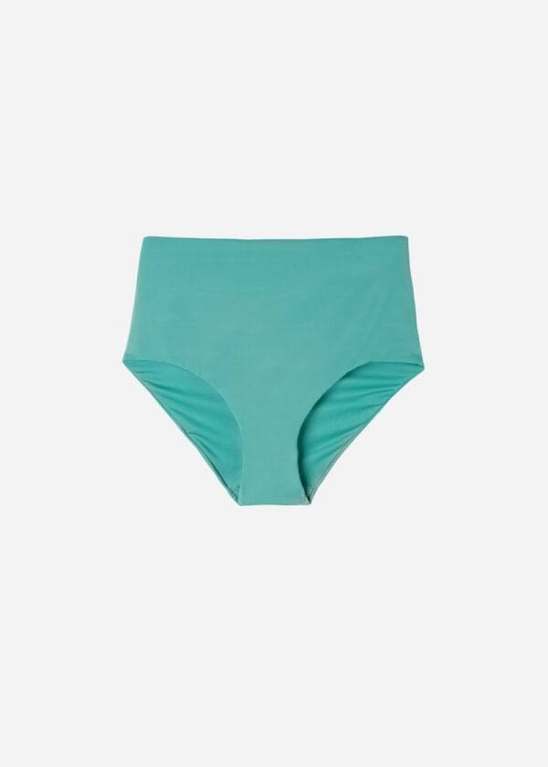 Calzedonia High Shaper Waist Indonesia Eco Women's Bikini Bottoms Turquoise | CA 2789PQ