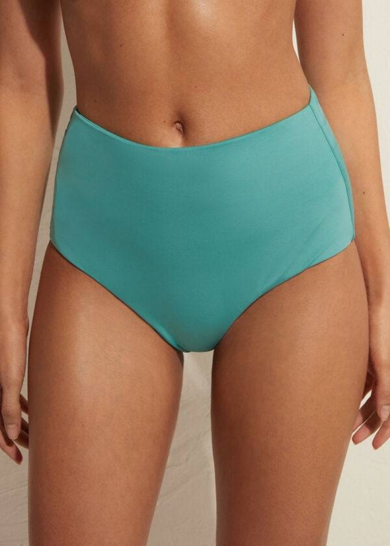 Calzedonia High Shaper Waist Indonesia Eco Women\'s Bikini Bottoms Turquoise | CA 2789PQ