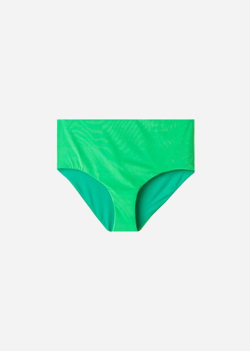 Calzedonia High Shaper Waist Indonesia Eco Women's Bikini Bottoms Green | CA 2783HK