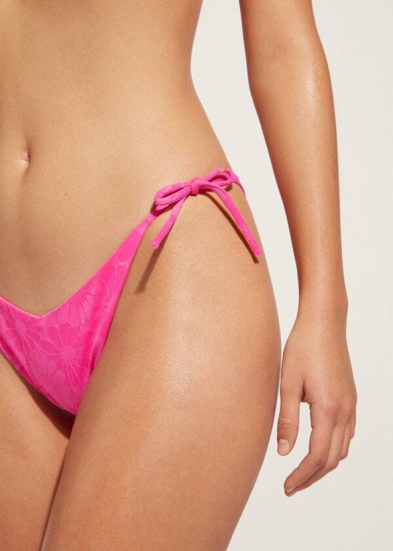 Calzedonia High V-Cut Brazilian Antibes Women's Bikini Bottoms Pink | CA 2781MA