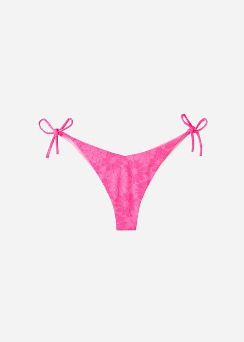 Calzedonia High V-Cut Brazilian Antibes Women's Bikini Bottoms Pink | CA 2781MA