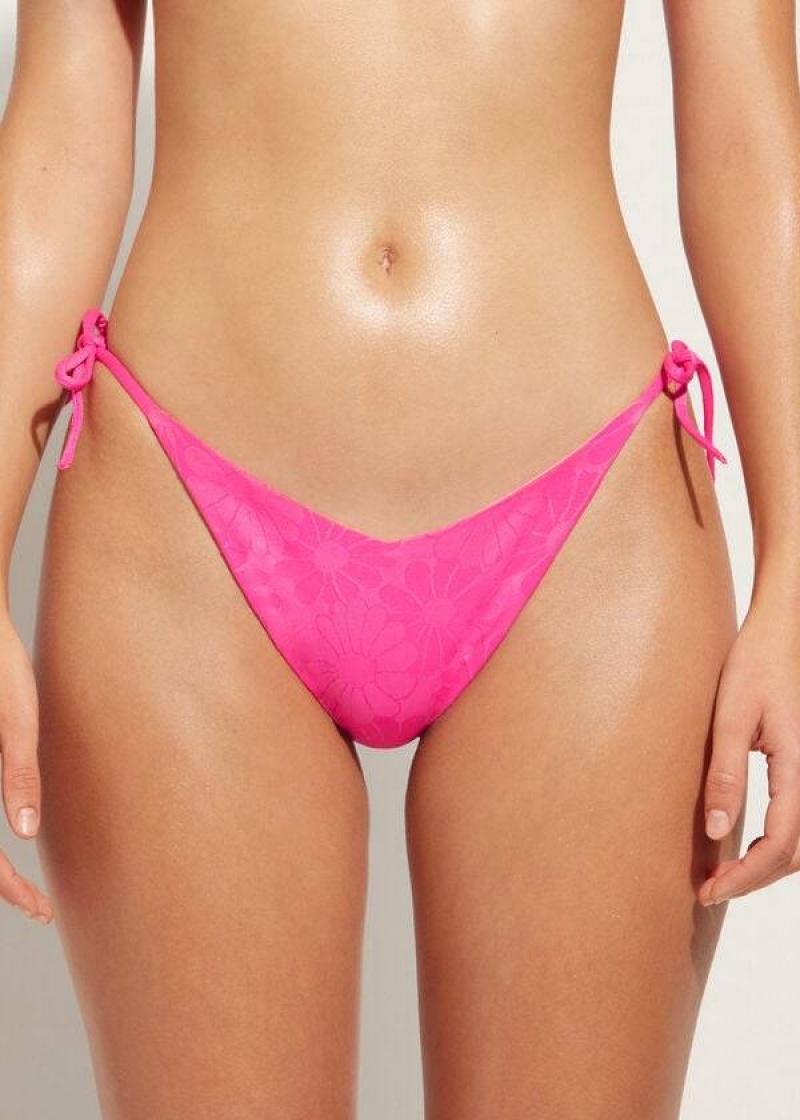 Calzedonia High V-Cut Brazilian Antibes Women\'s Bikini Bottoms Pink | CA 2781MA