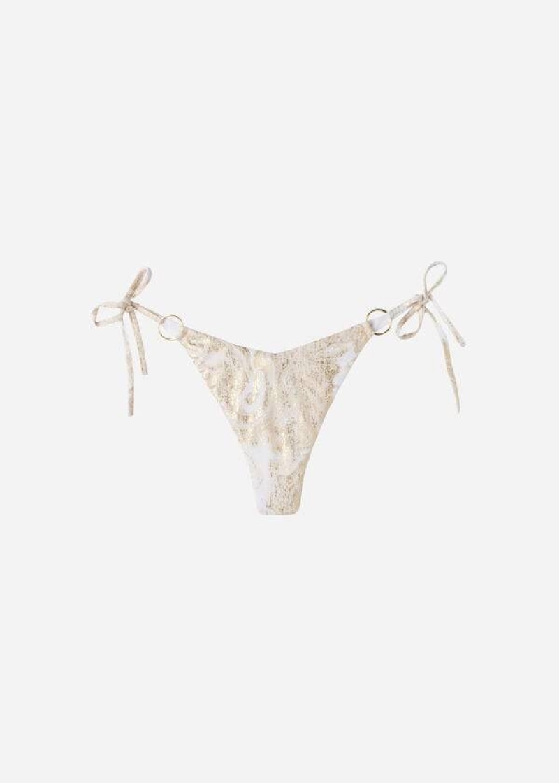 Calzedonia High V-Cut Brazilian Melbourne Women's Bikini Bottoms Gold | CA 2780QZ