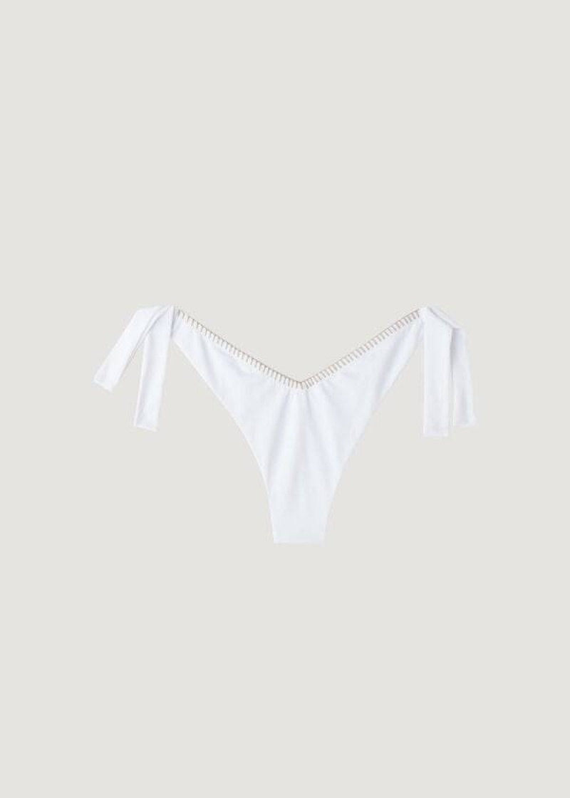 Calzedonia High V-Cut Brazilian Mumbai Women's Bikini Bottoms White | CA 2778EX